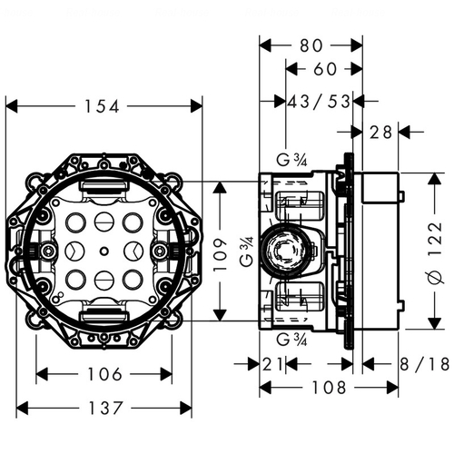 Прихована частина Hansgrohe Ibox Universal (01850180)