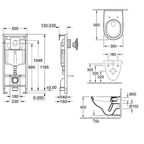 Комплект: унітаз Villeroy&amp;Boch O.Novo + інсталяція Grohe Rapid SL 3в1 (5660H101+38721001)