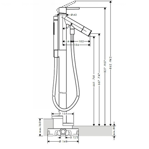 Змішувач для ванни та душу Hansgrohe Axor Starck (10456000)