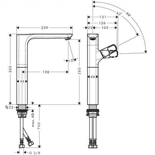 Змішувач для раковини Hansgrohe Axor Urquiola 280 (11035000)