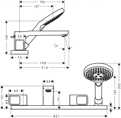 Змішувач для ванни та душу Hansgrohe Axor Urquiola (11443000)