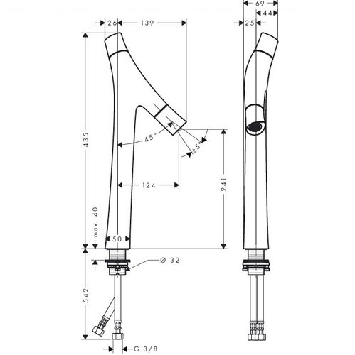 Змішувач для раковини Hansgrohe Axor Starck Organic 240 (12013000)