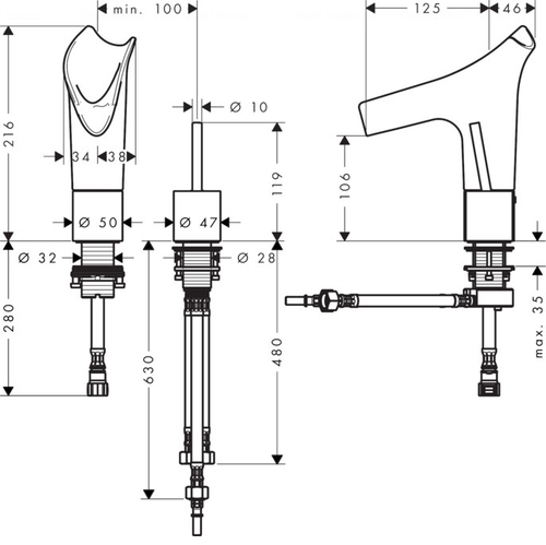 Змішувач для раковини Hansgrohe Axor Starck V 220 (12114000)
