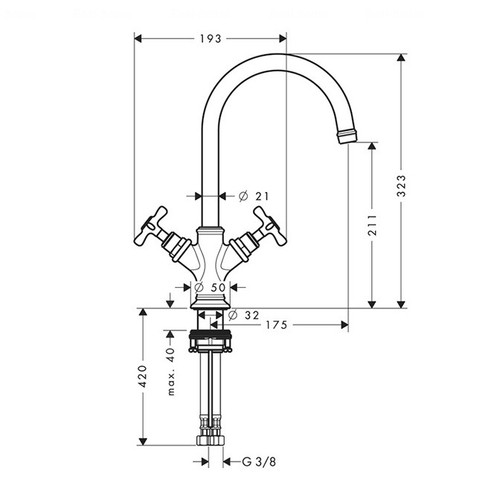 Змішувач для раковини Hansgrohe Axor Montreux 210 (16502) нікель нікель