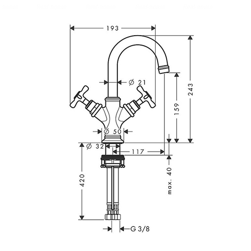 Змішувач для раковини Hansgrohe Axor Montreux 160 (16505) хром хром