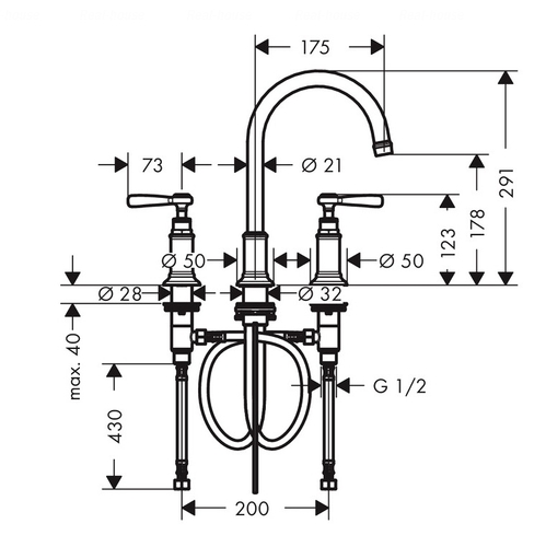 Змішувач для раковини Hansgrohe Axor Montreux 180 (16514000)