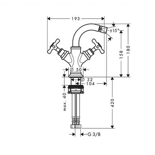 Змішувач для біде Hansgrohe Axor Montreux (16520) нікель нікель