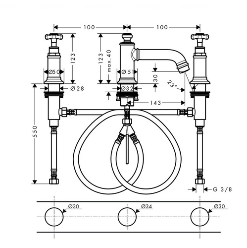 Змішувач для раковини Hansgrohe Axor Montreux 30 (16536000)