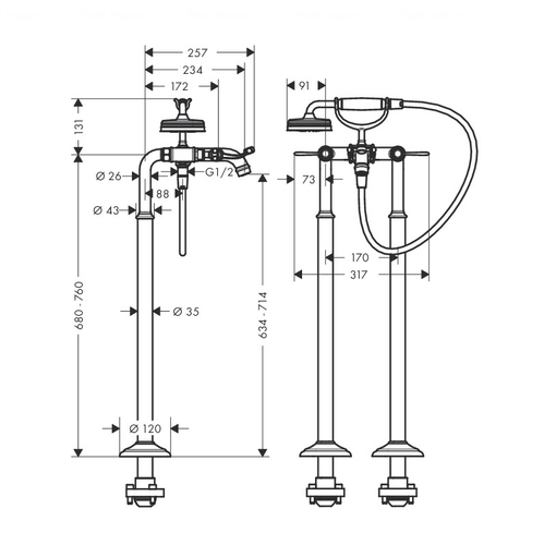 Змішувач для ванни та душу Hansgrohe Axor Montreux (16553000)