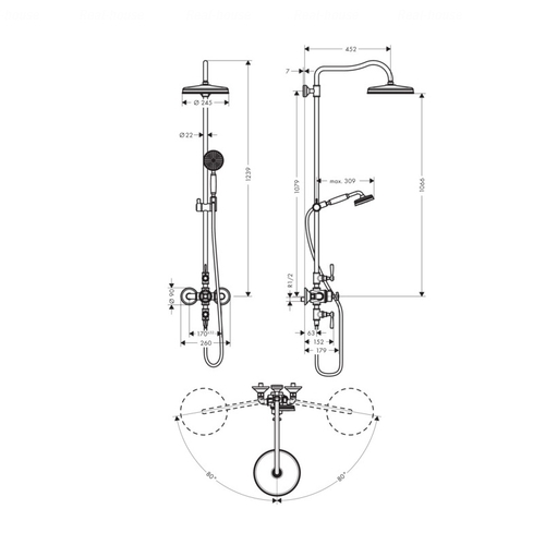Душова система Hansgrohe Axor Montreux 240 1jet (16572000)