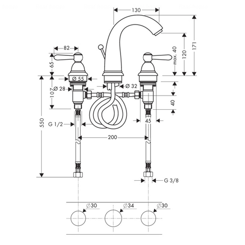 Змішувач для раковини Hansgrohe Axor Carlton 120 (17134) хром хром