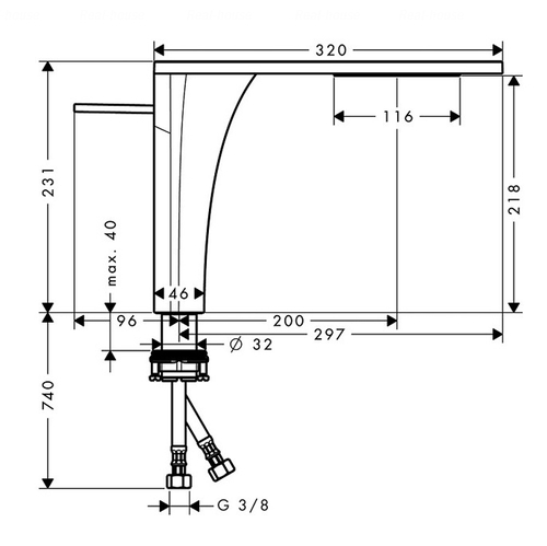 Змішувач для раковини Hansgrohe Axor Massaud 220 (18020000)