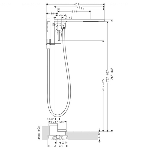 Змішувач для ванни та душу Hansgrohe Axor Massaud (18450000)