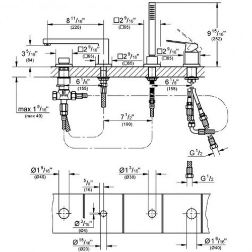 Змішувач для ванни та душу Grohe Eurocube 19897001