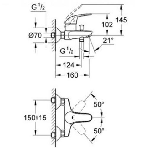 Змішувач для ванни та душу Grohe Euroeco 23270000