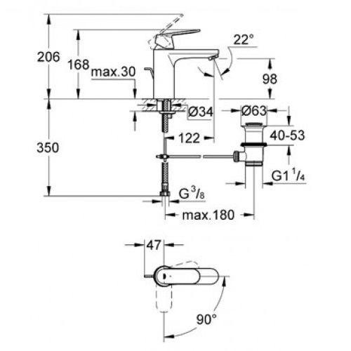 Смеситель для раковины Grohe Eurosmart Cosmopolitan 2339600E