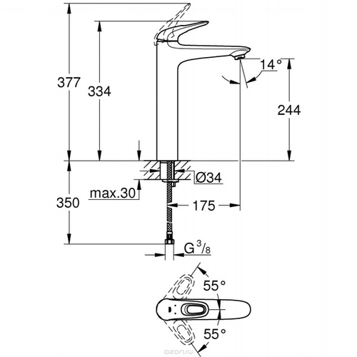 Змішувач для раковини Grohe Eurostyle New 23570 хром хром