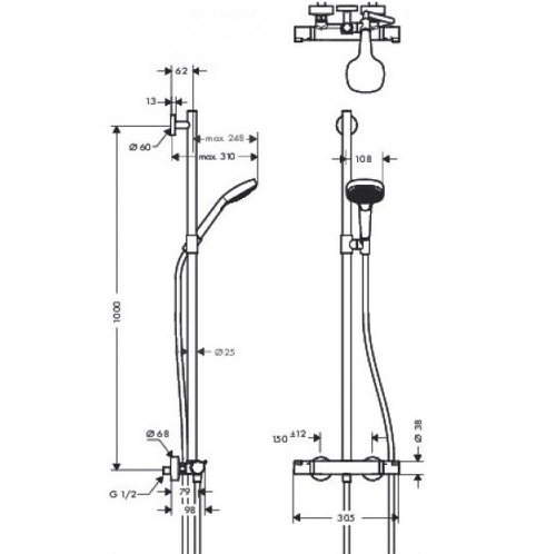 Душовий гарнітур Hansgrohe Croma Select E Multi 3jet (27248400)