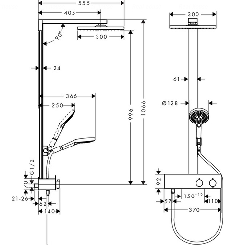 Душова система Hansgrohe Raindance E 300 1jet 350 ST (27361000)