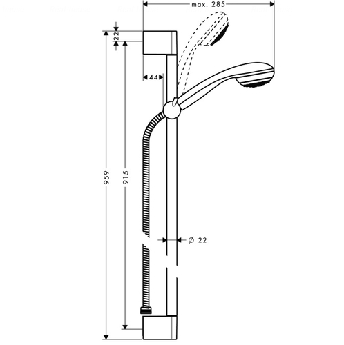 Душовий гарнітур Hansgrohe Crometta 85 1jet штанга 900 мм, витрата води 16 л/хв. штанга 900 мм, витрата води 16 л/хв.