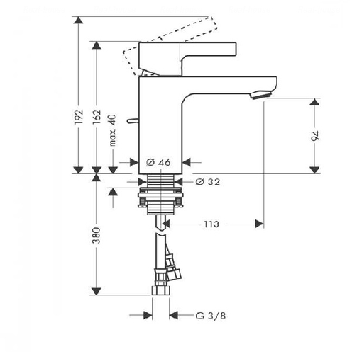 Смеситель для раковины Hansgrohe Metris S 100 с донным клапаном с донным клапаном