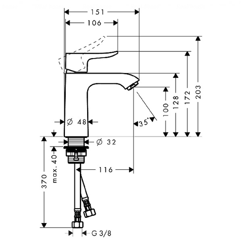 Змішувач для раковини Hansgrohe Metris (31084000)