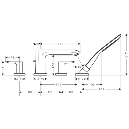 Змішувач для ванни та душу Hansgrohe Metris (31442000)