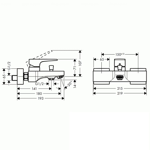 Змішувач для ванни та душу Hansgrohe Metropol (32540000)