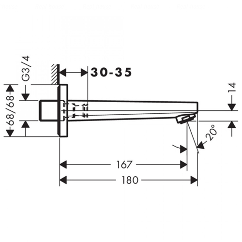 Вилив для ванни Hansgrohe Metropol (32542000)