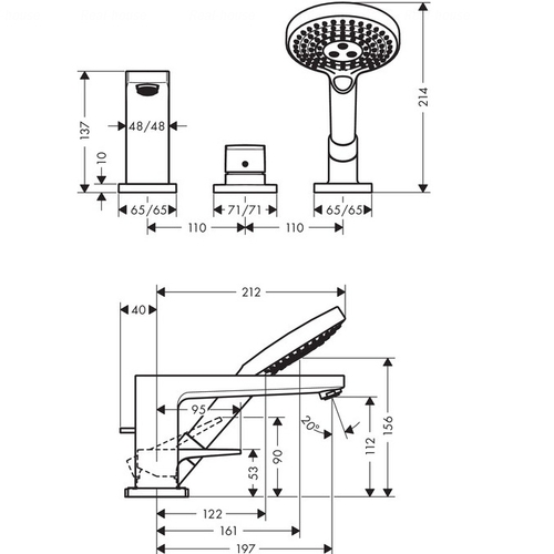 Змішувач для ванни та душу Hansgrohe Metropol (32551000)