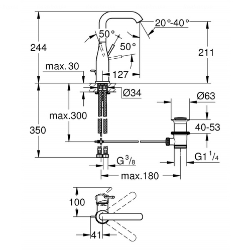 Змішувач для раковини Grohe Essence New 32628001