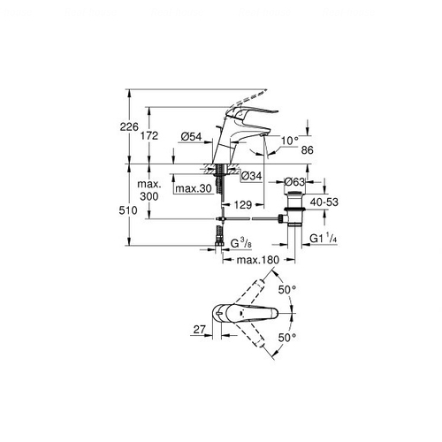Змішувач для раковини Grohe Euroeco 32766000