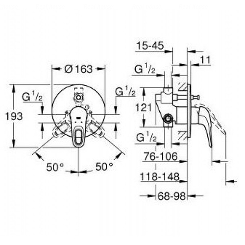Змішувач для ванни та душу Grohe Eurostyle 33637003