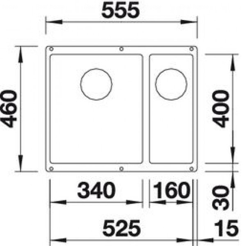 Кухонная мойка подстольная Blanco Subline 340/160-U, чаша справа кофе кофе