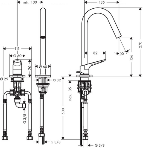 Змішувач для раковини Hansgrohe Axor Citterio M 160 (34132000)