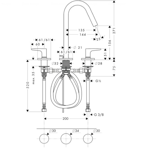 Змішувач для раковини Hansgrohe Axor Citterio M 160 (34133000)