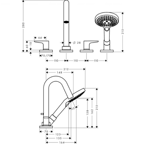 Змішувач для ванни та душу Hansgrohe Axor Citterio M (34454000)