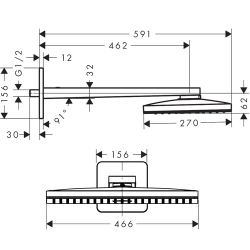Верхній душ Hansgrohe Axor ShowerSolutions 460/300 1jet (35274000)