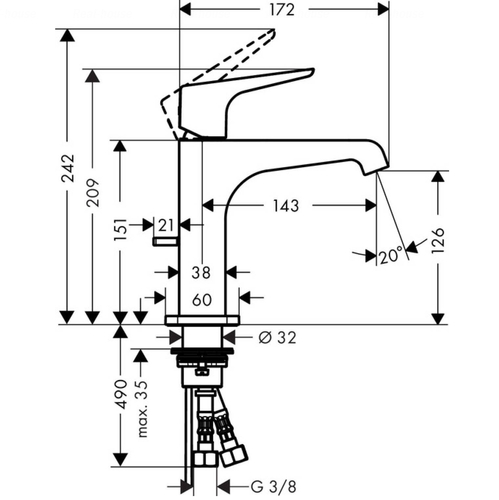 Змішувач для раковини Hansgrohe Axor Citterio E 125 (36110000)