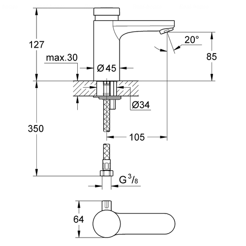 Змішувач для раковини Grohe Eurosmart Cosmopolitan S 36317000