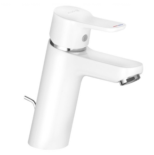 Змішувач для умивальника Kludi Pure&amp;Easy 100 білий, донний клапан білий, донний клапан