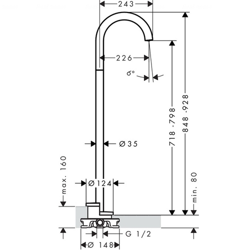 Вилив для ванни Hansgrohe Axor Uno (38412000)
