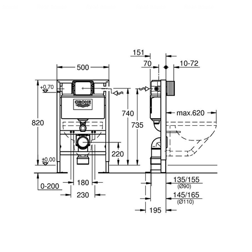 Инсталляция для унитаза Grohe Rapid SL (38587000)
