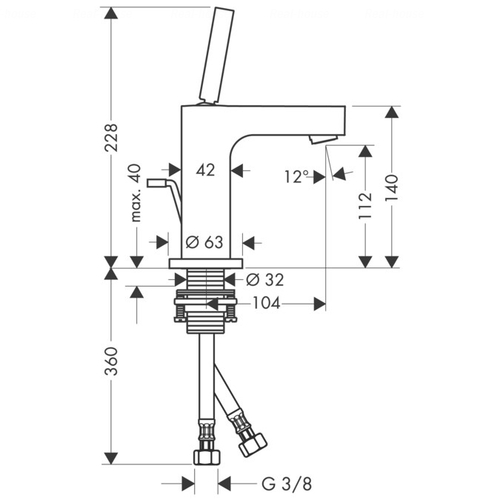 Змішувач для раковини Hansgrohe Axor Citterio 100 (39010000)