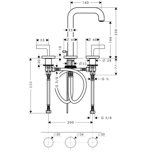 Змішувач для раковини Hansgrohe Axor Citterio 170 (39135000)