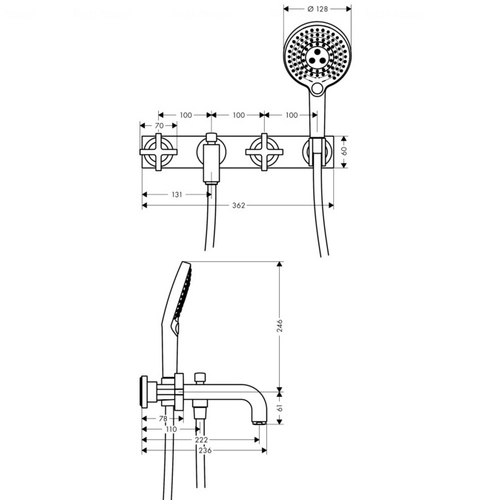 Змішувач для ванни та душу Hansgrohe Axor Citterio (39442000)