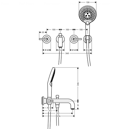 Змішувач для ванни та душу Hansgrohe Axor Citterio (39448000)