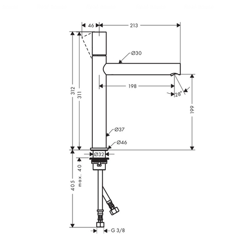 Змішувач для раковини Hansgrohe Axor Uno 200 (45003000)