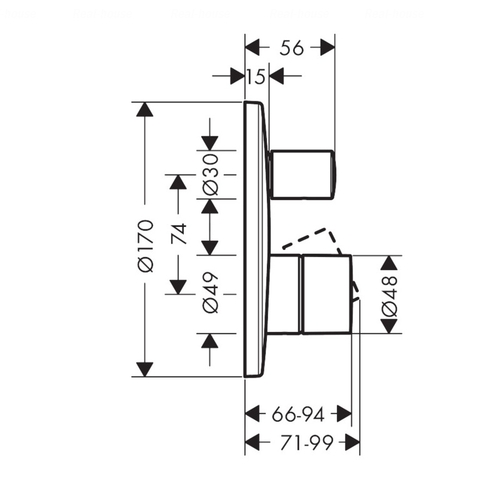 Змішувач для ванни та душу Hansgrohe Axor Uno (45416000)
