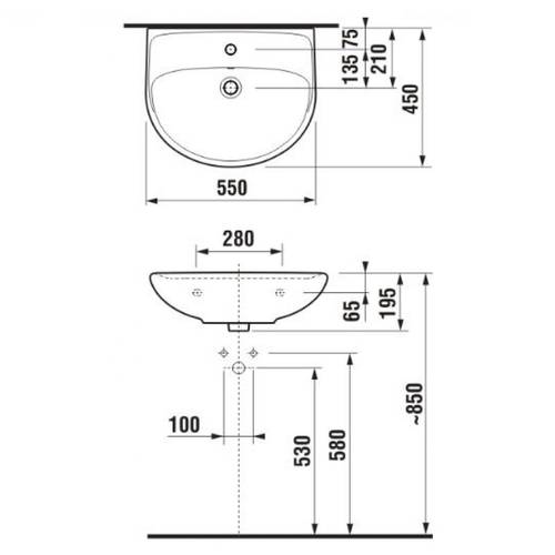 Раковина Jika Lyra Plus 55 (H8143820001041)